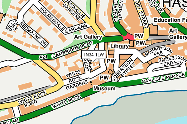 TN34 1LW map - OS OpenMap – Local (Ordnance Survey)