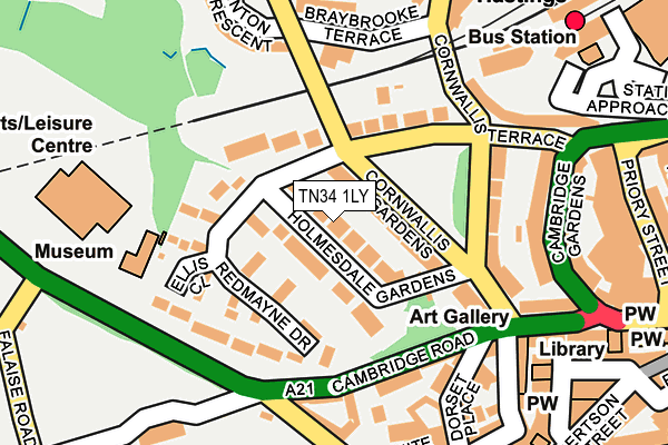 TN34 1LY map - OS OpenMap – Local (Ordnance Survey)