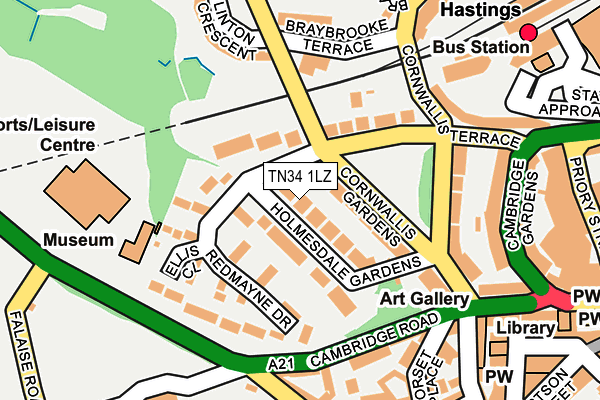 TN34 1LZ map - OS OpenMap – Local (Ordnance Survey)