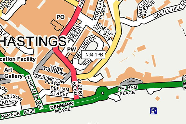 TN34 1PB map - OS OpenMap – Local (Ordnance Survey)