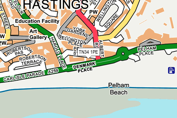 TN34 1PE map - OS OpenMap – Local (Ordnance Survey)