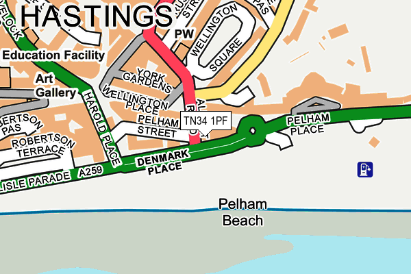 TN34 1PF map - OS OpenMap – Local (Ordnance Survey)