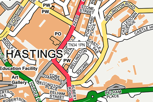 TN34 1PN map - OS OpenMap – Local (Ordnance Survey)