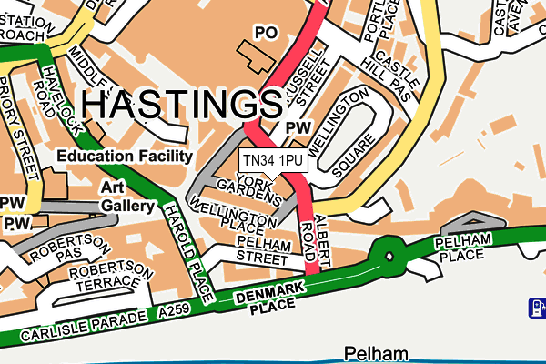 TN34 1PU map - OS OpenMap – Local (Ordnance Survey)