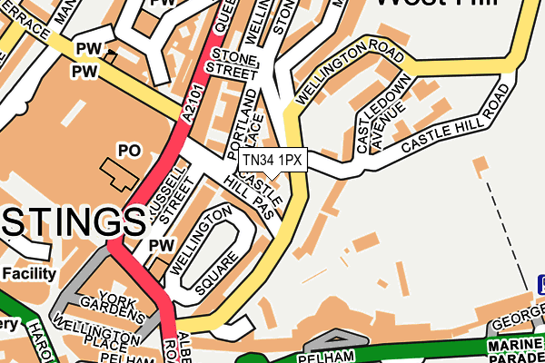 TN34 1PX map - OS OpenMap – Local (Ordnance Survey)