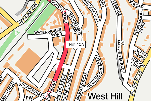 TN34 1QA map - OS OpenMap – Local (Ordnance Survey)