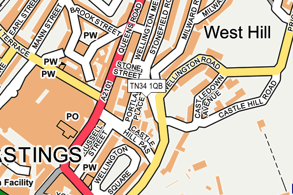 TN34 1QB map - OS OpenMap – Local (Ordnance Survey)