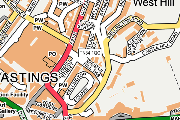 TN34 1QG map - OS OpenMap – Local (Ordnance Survey)