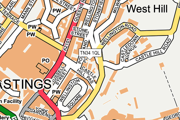 TN34 1QL map - OS OpenMap – Local (Ordnance Survey)