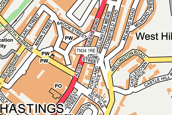 TN34 1RE map - OS OpenMap – Local (Ordnance Survey)