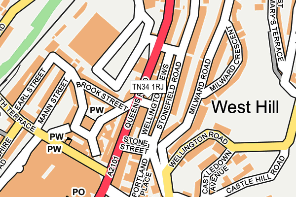 TN34 1RJ map - OS OpenMap – Local (Ordnance Survey)