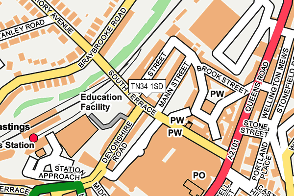 TN34 1SD map - OS OpenMap – Local (Ordnance Survey)