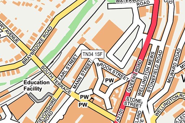 TN34 1SF map - OS OpenMap – Local (Ordnance Survey)