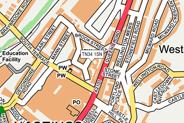 TN34 1SN map - OS OpenMap – Local (Ordnance Survey)