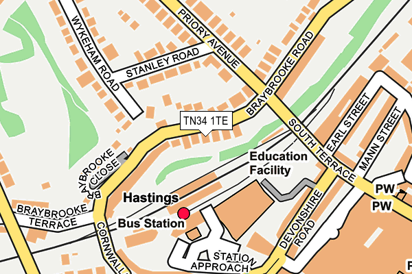 TN34 1TE map - OS OpenMap – Local (Ordnance Survey)
