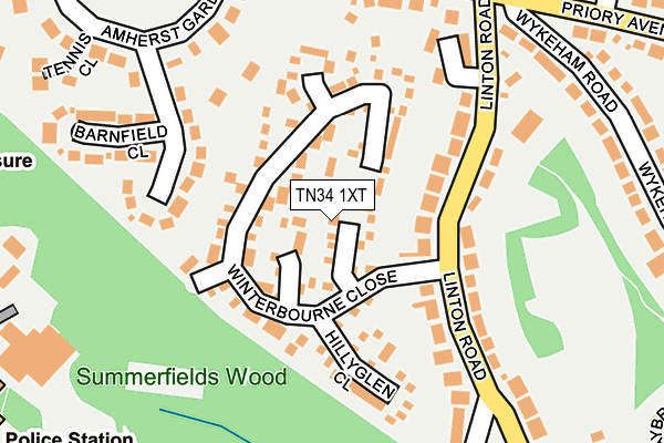 TN34 1XT map - OS OpenMap – Local (Ordnance Survey)