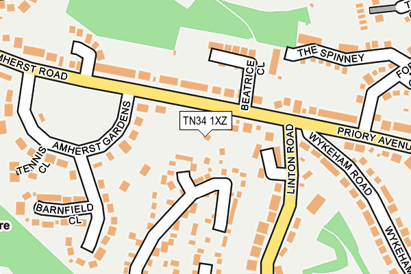 TN34 1XZ map - OS OpenMap – Local (Ordnance Survey)