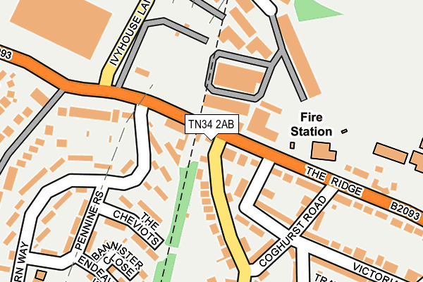 TN34 2AB map - OS OpenMap – Local (Ordnance Survey)