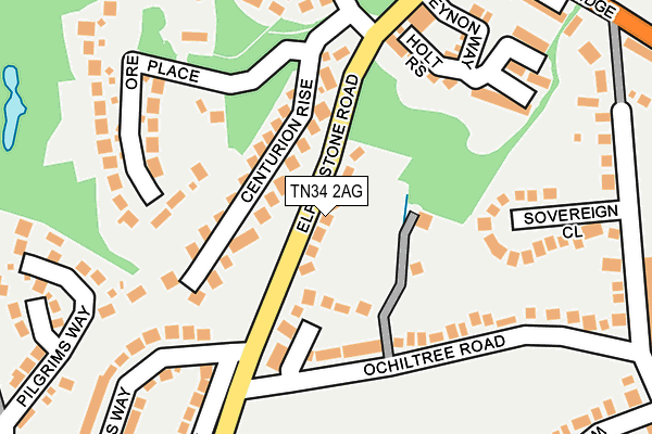TN34 2AG map - OS OpenMap – Local (Ordnance Survey)