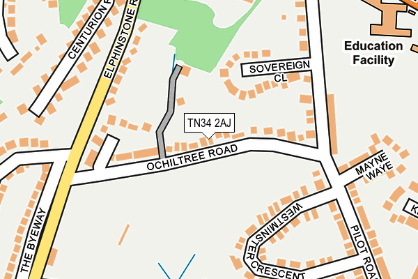 TN34 2AJ map - OS OpenMap – Local (Ordnance Survey)