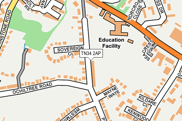 TN34 2AP map - OS OpenMap – Local (Ordnance Survey)