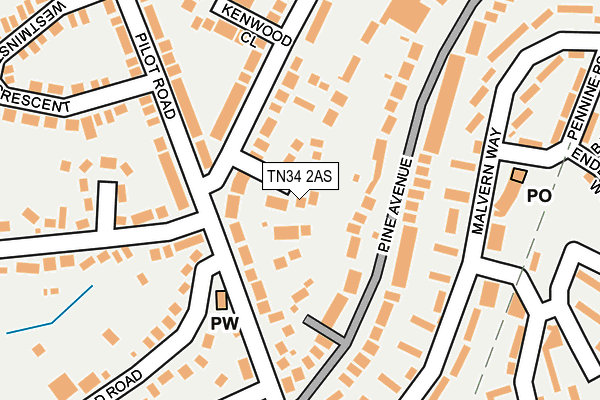 TN34 2AS map - OS OpenMap – Local (Ordnance Survey)