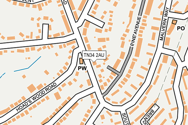 TN34 2AU map - OS OpenMap – Local (Ordnance Survey)