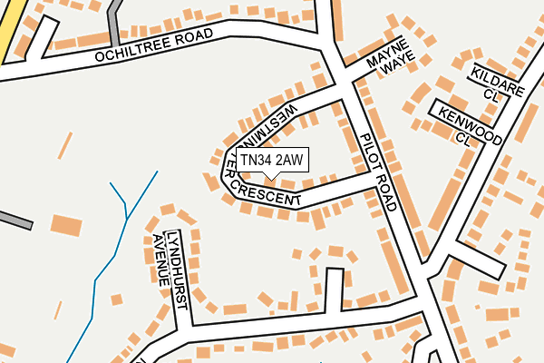 TN34 2AW map - OS OpenMap – Local (Ordnance Survey)