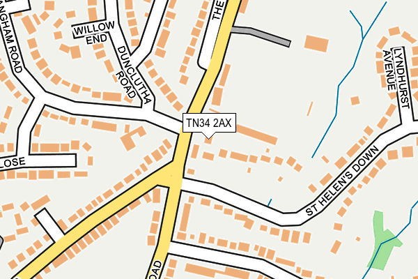 TN34 2AX map - OS OpenMap – Local (Ordnance Survey)