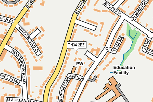 TN34 2BZ map - OS OpenMap – Local (Ordnance Survey)