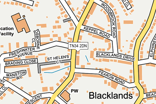 TN34 2DN map - OS OpenMap – Local (Ordnance Survey)