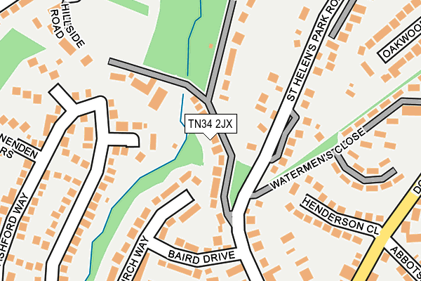 TN34 2JX map - OS OpenMap – Local (Ordnance Survey)