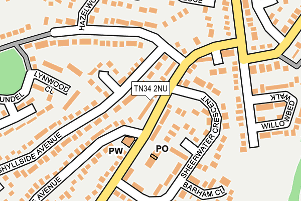 TN34 2NU map - OS OpenMap – Local (Ordnance Survey)