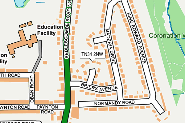 TN34 2NW map - OS OpenMap – Local (Ordnance Survey)