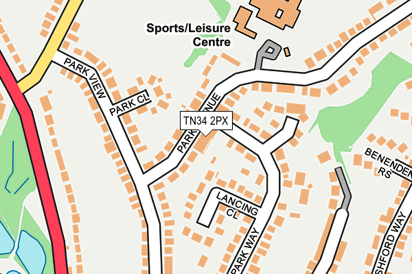 TN34 2PX map - OS OpenMap – Local (Ordnance Survey)