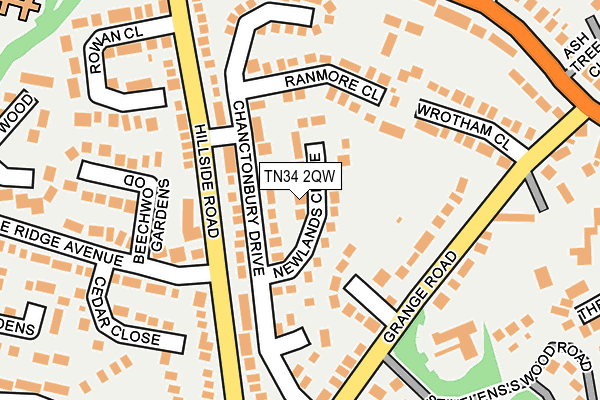TN34 2QW map - OS OpenMap – Local (Ordnance Survey)