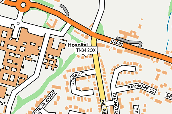 TN34 2QX map - OS OpenMap – Local (Ordnance Survey)