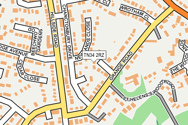 TN34 2RZ map - OS OpenMap – Local (Ordnance Survey)