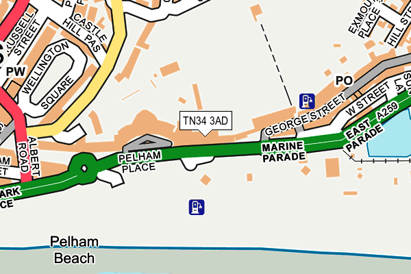 TN34 3AD map - OS OpenMap – Local (Ordnance Survey)
