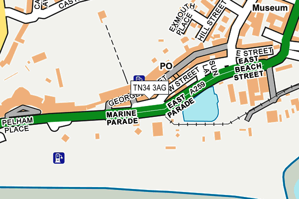 TN34 3AG map - OS OpenMap – Local (Ordnance Survey)