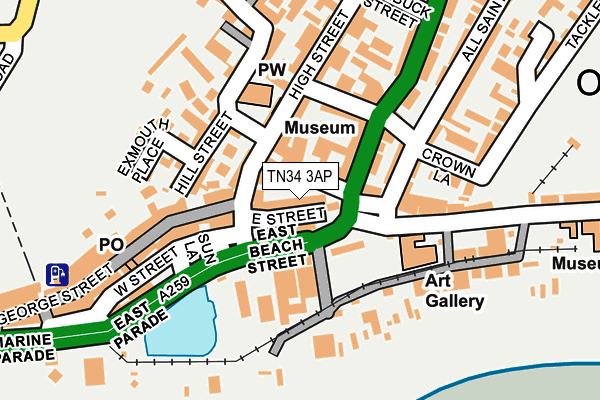 TN34 3AP map - OS OpenMap – Local (Ordnance Survey)