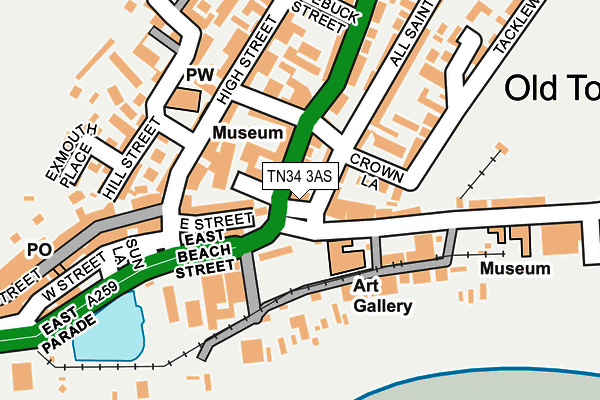 TN34 3AS map - OS OpenMap – Local (Ordnance Survey)