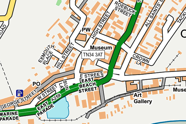 TN34 3AT map - OS OpenMap – Local (Ordnance Survey)