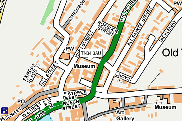 TN34 3AU map - OS OpenMap – Local (Ordnance Survey)