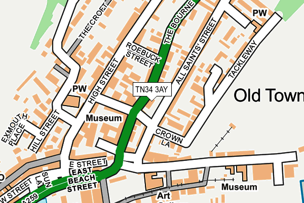 TN34 3AY map - OS OpenMap – Local (Ordnance Survey)