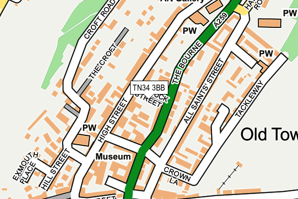 TN34 3BB map - OS OpenMap – Local (Ordnance Survey)