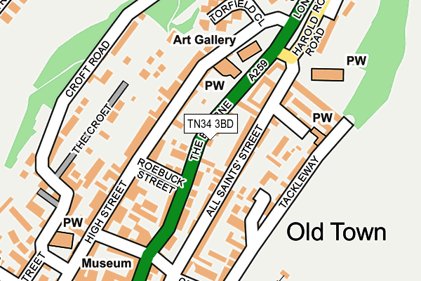 TN34 3BD map - OS OpenMap – Local (Ordnance Survey)