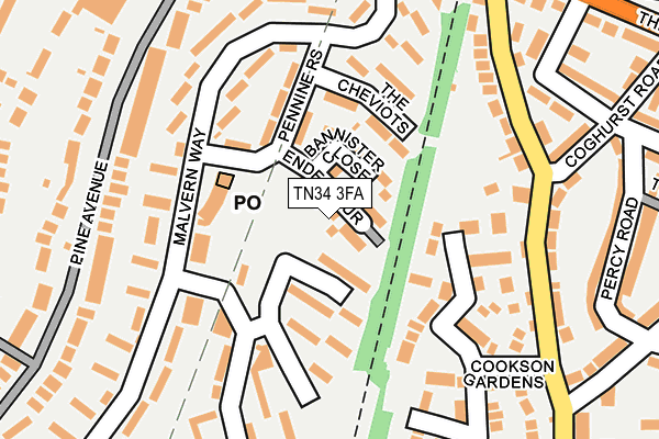 TN34 3FA map - OS OpenMap – Local (Ordnance Survey)