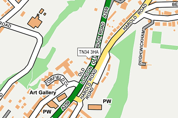 TN34 3HA map - OS OpenMap – Local (Ordnance Survey)