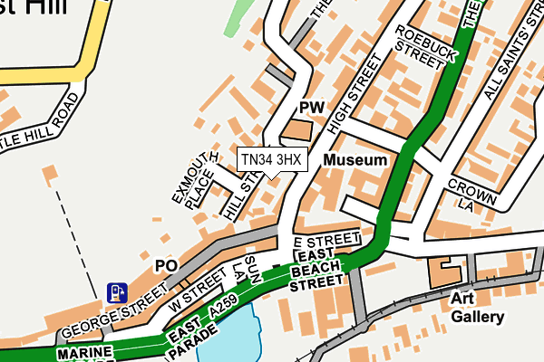 TN34 3HX map - OS OpenMap – Local (Ordnance Survey)